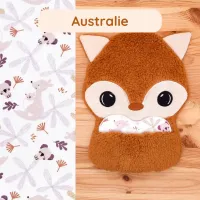 Doudou Bee Doux César le Renard avec cœur en tissu motif Australie