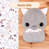 Doudou Bee Doux Garou le Loup avec cœur en tissu motif Australie