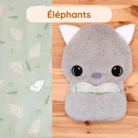 Doudou Bee Doux Garou le Loup avec cœur en tissu motif Éléphants