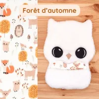 Doudou Bee Doux Marinette la Chouette avec cœur en tissu motif Forêt d'automne