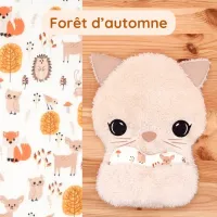 Doudou Bee Doux Andrea le Chat avec cœur en tissu motif Forêt d'automne