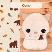 Doudou Bee Doux Andrea le Chat avec cœur en tissu motif Ours