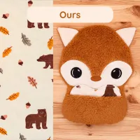 Doudou Bee Doux César le Renard avec cœur en tissu motif Ours