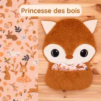 Doudou Bee Doux César le Renard avec cœur en tissu motif Princesse des bois