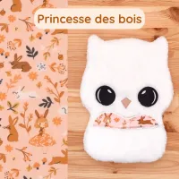 Doudou Bee Doux Marinette la Chouette avec cœur en tissu motif Princesse des bois