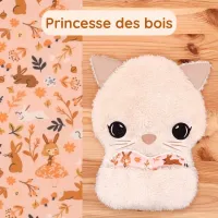 Doudou Bee Doux Andrea le Chat avec cœur en tissu motif Princesse des bois